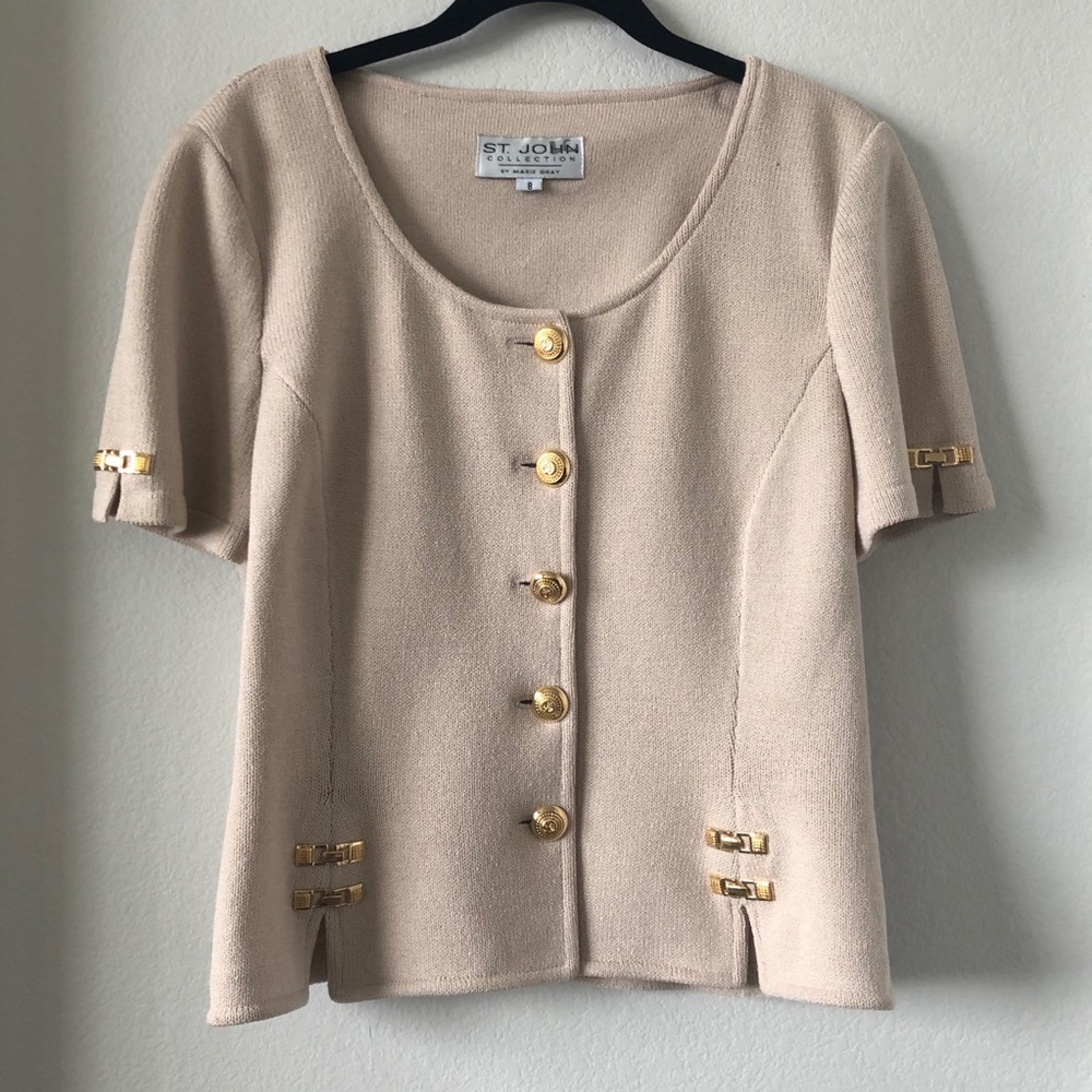 St. John Collection knit short sleeve cardigan 8